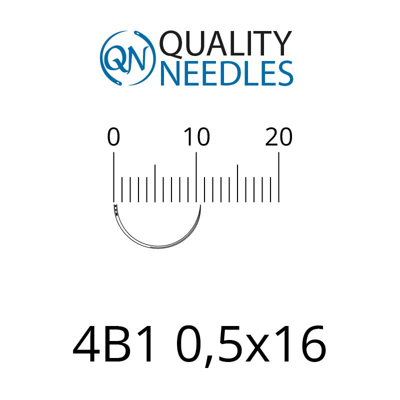 Голки хірургічні ріжучі, 4/8 (1/2), пружинне вушко, розмір 0,5х16 мм, 10 шт.
